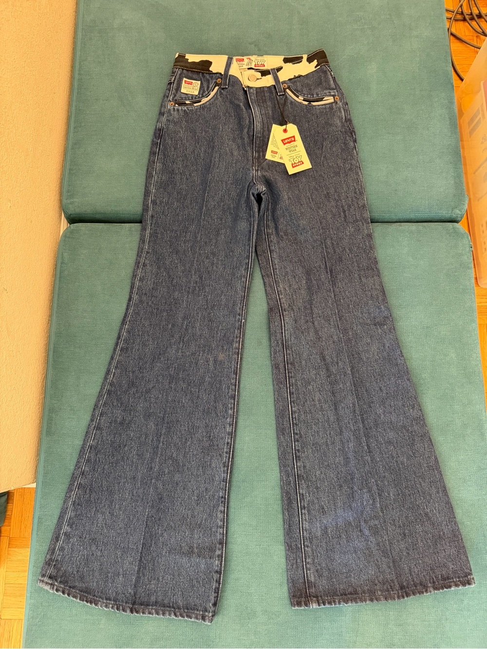 Toy Story x Levi's Dark Blue Flare Jeans with Cow Print Waistband